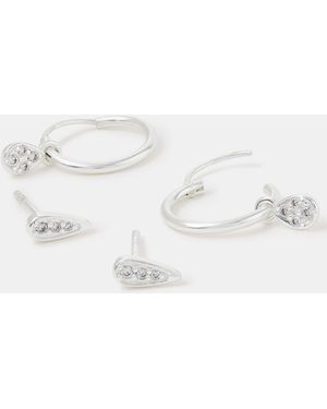 Accessorize 2-Pack Sterling Stud & Hoop Earrings - Natural
