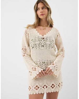 Accessorize Crochet Long Sleeve Cover Up - Natural