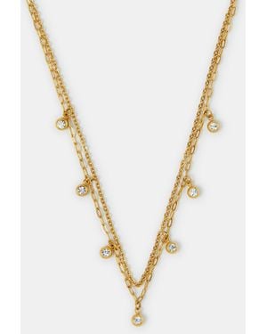 Accessorize Stainless Steel Layered Charm Necklace - White