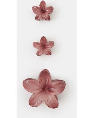 Accessorize 3-Pack Tropical Flower Claw Clips - Pink