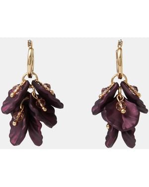 Accessorize Flower Drop Hoop Earrings - Metallic