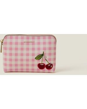 Accessorize Embroidered Cherry Coin Purse - Pink