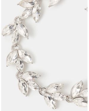 Accessorize Leaf Diamanté Bracelet - White