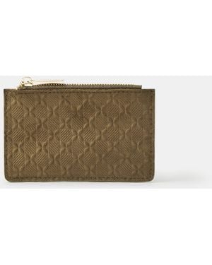 Accessorize Embossed Faux Suede Card Holder - Natural