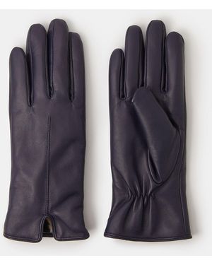 Accessorize Faux Fur Lined Leather Gloves - Blue
