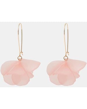 Accessorize Frosted Flower Drop Earrings - Pink