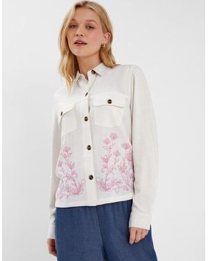Accessorize Floral Embroidered Shacket Ivory - White