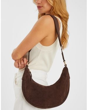 Accessorize Suede Sling Crossbody Bag - Brown