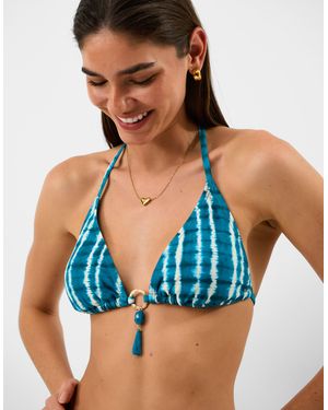 Accessorize Top Tie Dye Print Tie-Dye Triangle Bikini - Blue