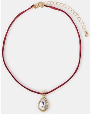 Accessorize Teardrop Pendant Choker Necklace - Metallic