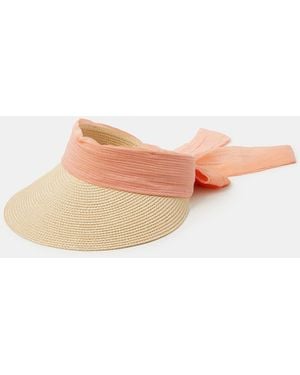 Accessorize Woven Bow Sun Visor - Pink