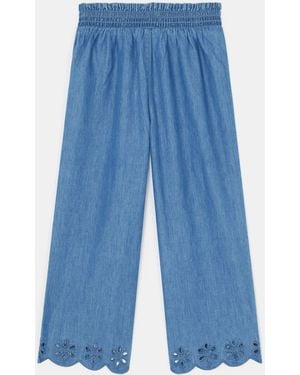 Accessorize Broderie Chambray Trousers - Blue