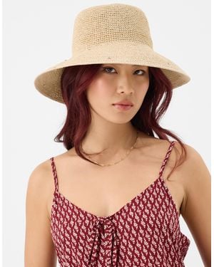Accessorize Diamanté Straw Bucket Hat - Natural
