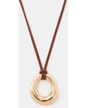 Accessorize Organic Pendant Cord Necklace - Brown