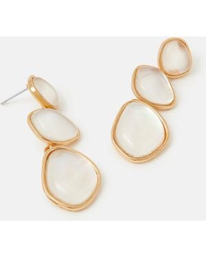 Accessorize Mother Of Pearl Triple Drop Earrings - White
