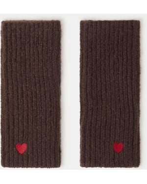 Accessorize Heart Embroidered Fingerless Gloves - White