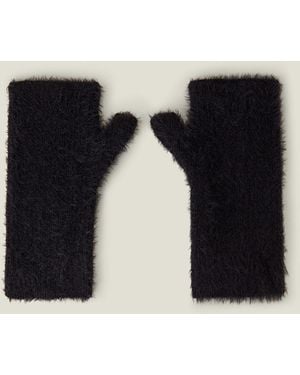 Accessorize Fluffy Cut Off Gloves Black