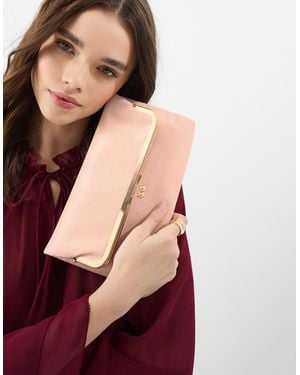 Accessorize Fold Over Clip Frame Clutch Bag - Red