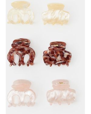 Accessorize 6-Pack Mini Marbled Claw Clips - White