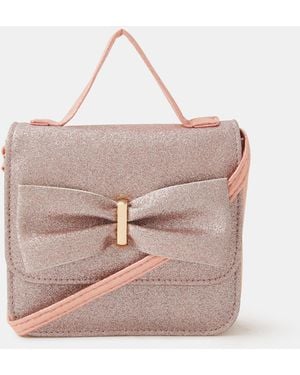 Accessorize Bow Glitter Crossbody Bag - Pink