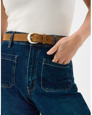 Accessorize Oval Buckle Suede Belt - Blue
