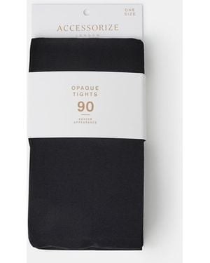 Accessorize Cotton 90 Denier Opaque Tights - Black