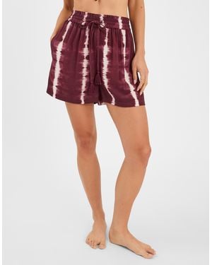 Accessorize Burgundy & Tie-Dye Beach Shorts - Red