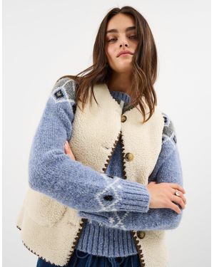 Accessorize Faux Shearling Gilet - Blue