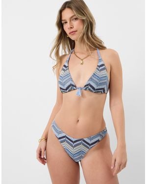 Accessorize Zig Zag Crochet Triangle Bikini Top - Blue