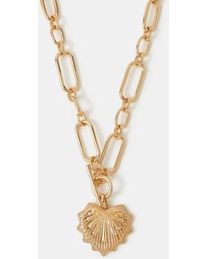 Accessorize Sacred Heart T-Bar Necklace - Metallic