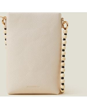 Accessorize Beaded Strap Phone Bag - Natural