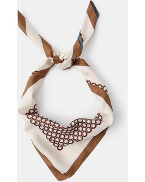 Accessorize Reversible Tile Print Square Satin Scarf - White