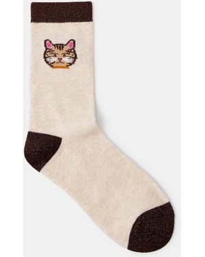 Accessorize Cat Shimmer Socks - White