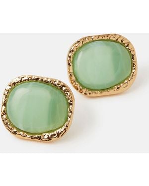 Accessorize Resin Stone Stud Earrings - Green