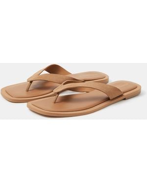 Accessorize Suede Flip Flop Sandals - Natural