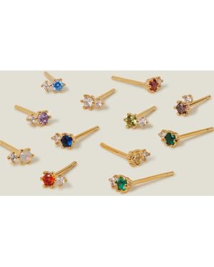 Accessorize 14Ct-Plated Birthstone Stud Earrings - Natural