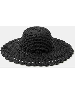 Accessorize Crochet Floppy Hat - Black