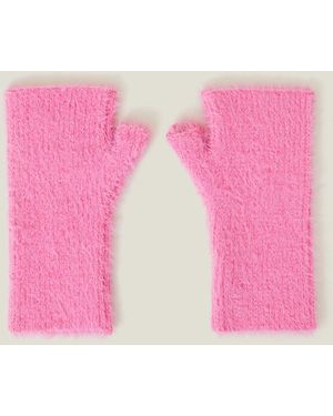 Accessorize Fluffy Cut Off Gloves Pink