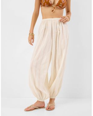 Accessorize Shimmer Stripe Balloon Trousers - Natural