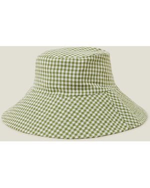 Accessorize Gingham Bucket Hat - Green
