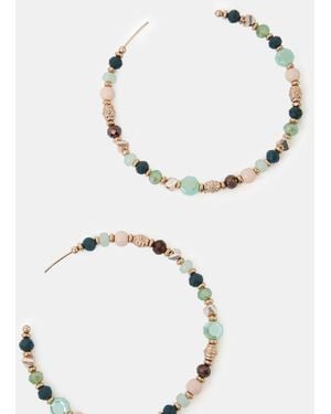Accessorize Large Bead Hoop Earrings - Natural