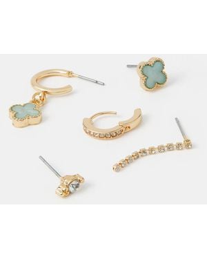 Accessorize 5-Pack Clover Stud & Hoop Earrings - White