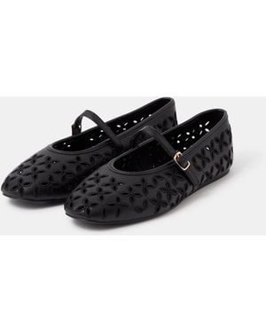 Accessorize Cut Out Mary Jane Ballet Flats - Black
