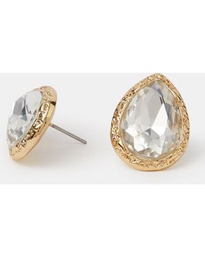 Accessorize Molten Teardrop Stud Earrings - Metallic