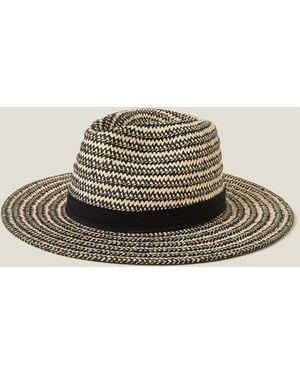 Accessorize Contrast Woven Straw Hat - Natural