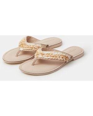 Accessorize Mother Of Pearl Embellished Flip Flops - Natural