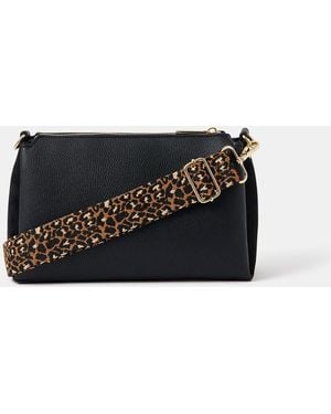 Accessorize Webbing Strap Suedette Crossbody Bag - Black