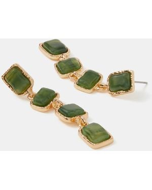 Accessorize Molten Stone Drop Earrings - Green