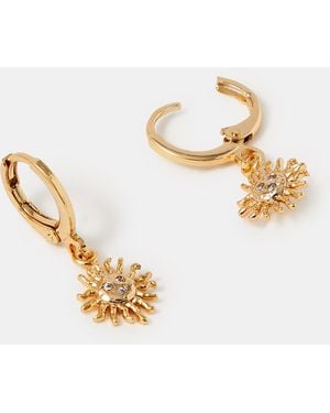 Accessorize 14Ct-Plated Sun Hoop Drop Earrings - Black
