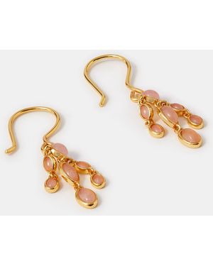 Accessorize 14Ct-Plated Rose Quartz Drop Earrings - Brown